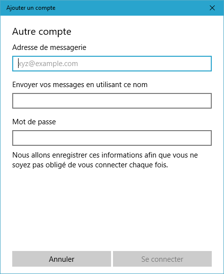 Courrier sous Windows 10